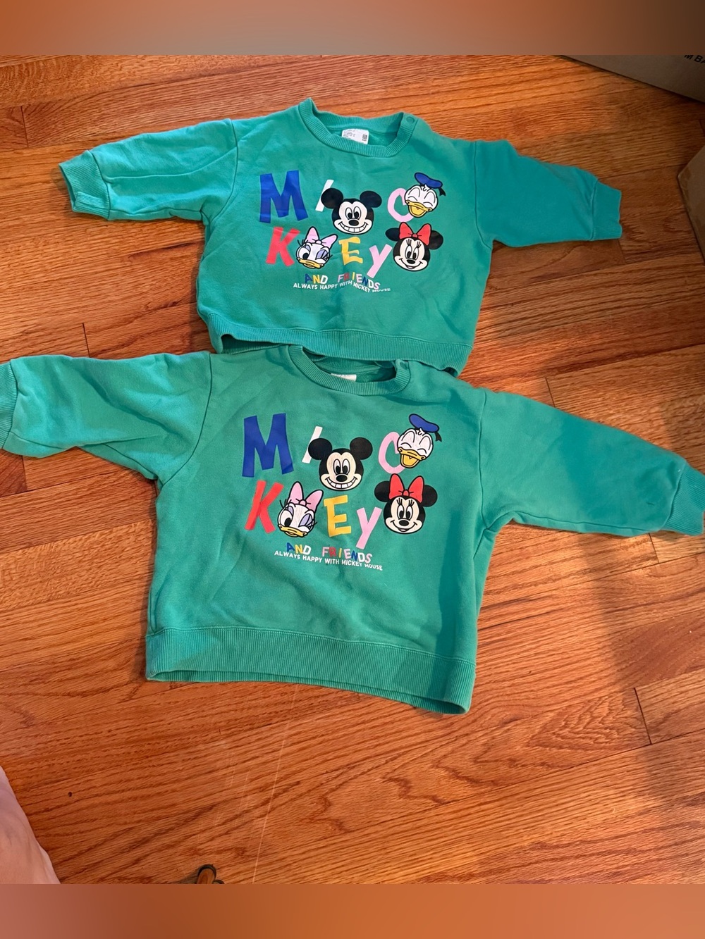 Uniqlo X Disney & Friends matching sweatshirts size 3 years and 12-18 months